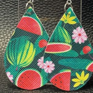 Floral Watermelon Teardrop Earrings